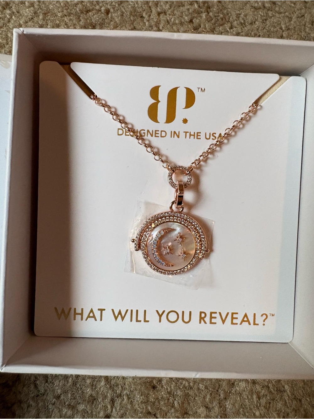 Rose Gold Moon & Star Locket Necklace — Elegant Pendant